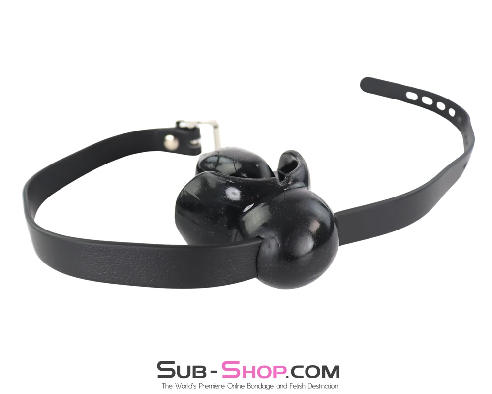 0905M Ultra-Restrictive Mouth Block Gag with Locking Strap, Black - Image 2