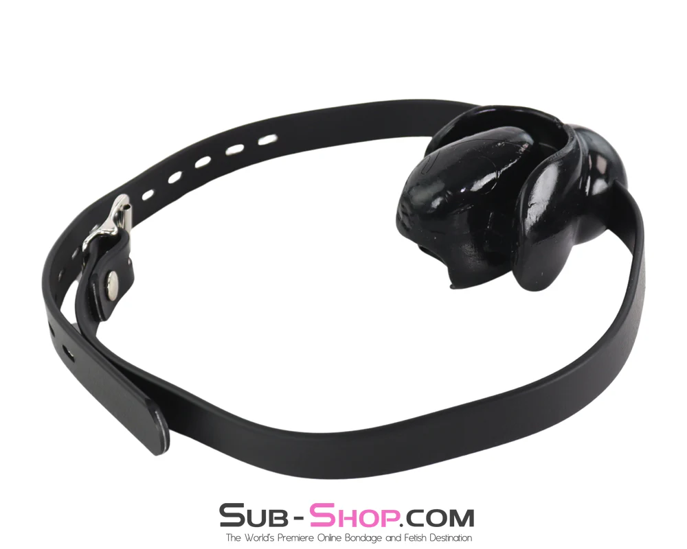 0905M Ultra-Restrictive Mouth Block Gag with Locking Strap, Black - Image 3