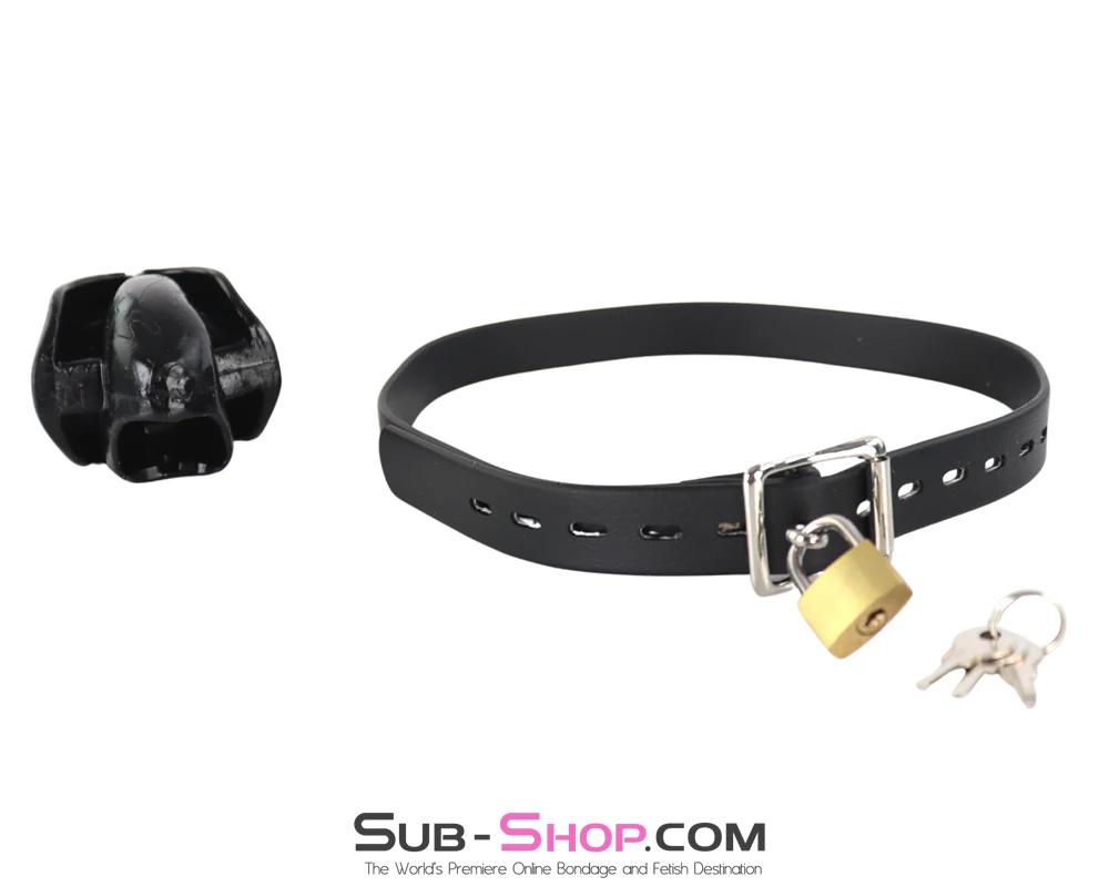 0905M Ultra-Restrictive Mouth Block Gag with Locking Strap, Black - Image 4