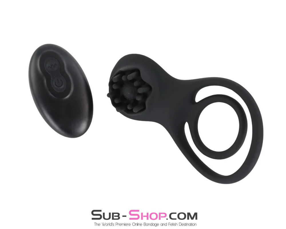 0918M Remote-Controlled Vibrating Cock Ring - Rechargeable Nubby Clit Stimulator - Image 2