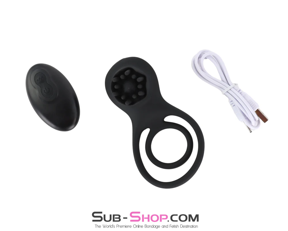 0918M Remote-Controlled Vibrating Cock Ring - Rechargeable Nubby Clit Stimulator - Image 4