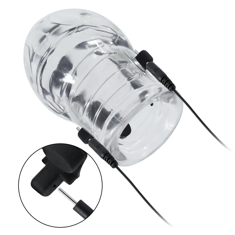 0919M  Electro CBT Head Cage - Clear Silicone Cock Trainer with Remote Shock Control for Torment & Tease Training - Image 2