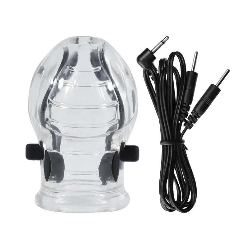 0919M  Electro CBT Head Cage - Clear Silicone Cock Trainer with Remote Shock Control for Torment & Tease Training - Image 5