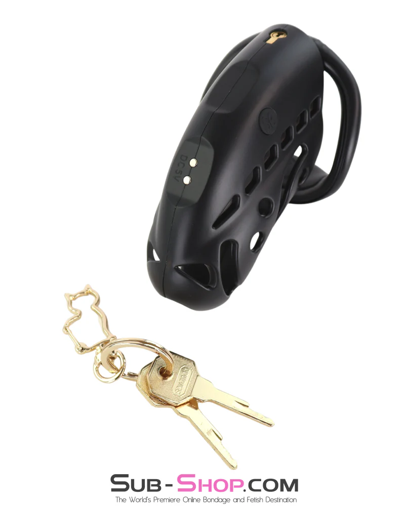 0922M Electric Shock CB Chastity Lock - Remote-Controlled Cage with 3 Rings & Urethral Sound - Image 4