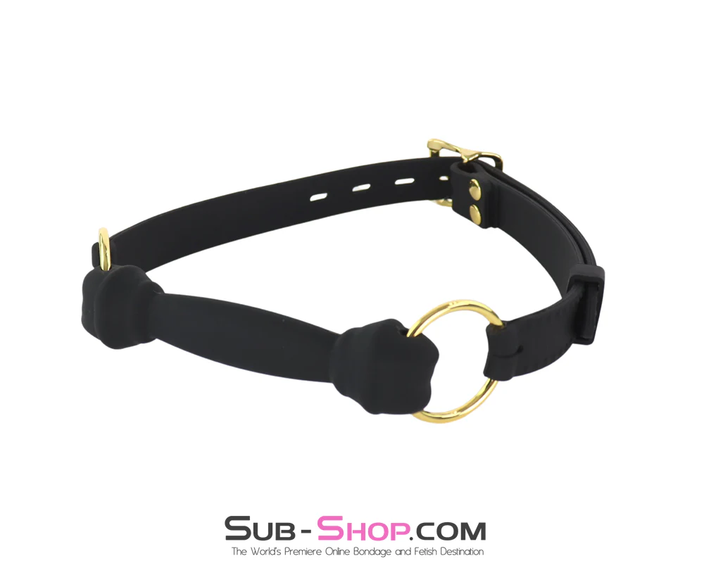 0951M  Locking Silicone Bone Gag - Bit Gag with Gold Hardware