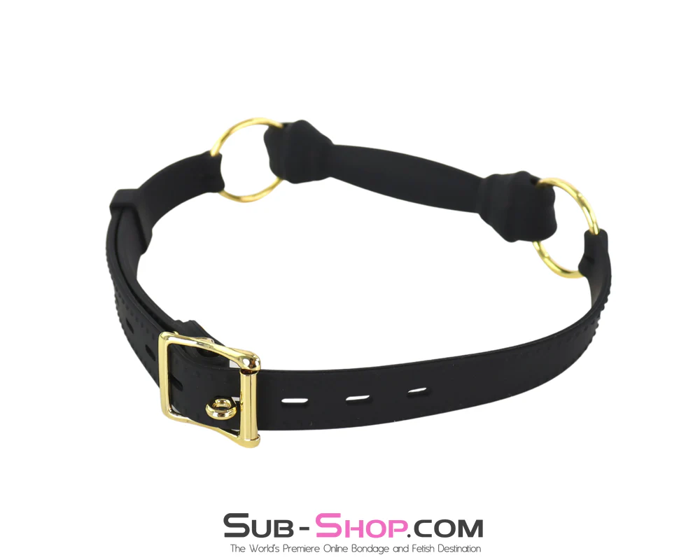 0951M  Locking Silicone Bone Gag - Bit Gag with Gold Hardware - Image 2