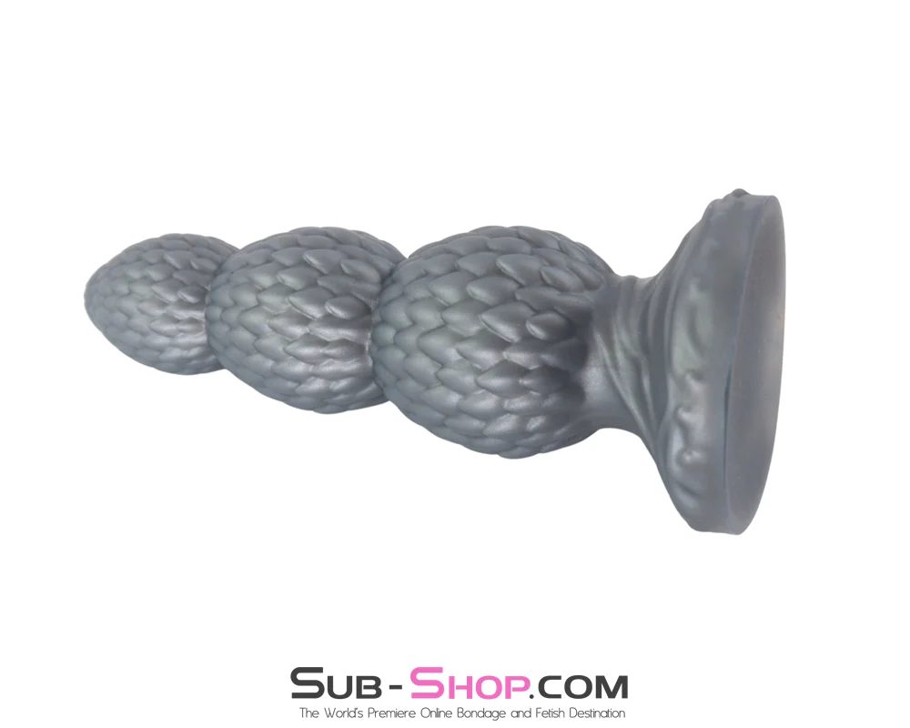 0964M  Dragon Scale Deep Dilator Plug - Large Textured Silicone Plug with Suction Cup - Image 3
