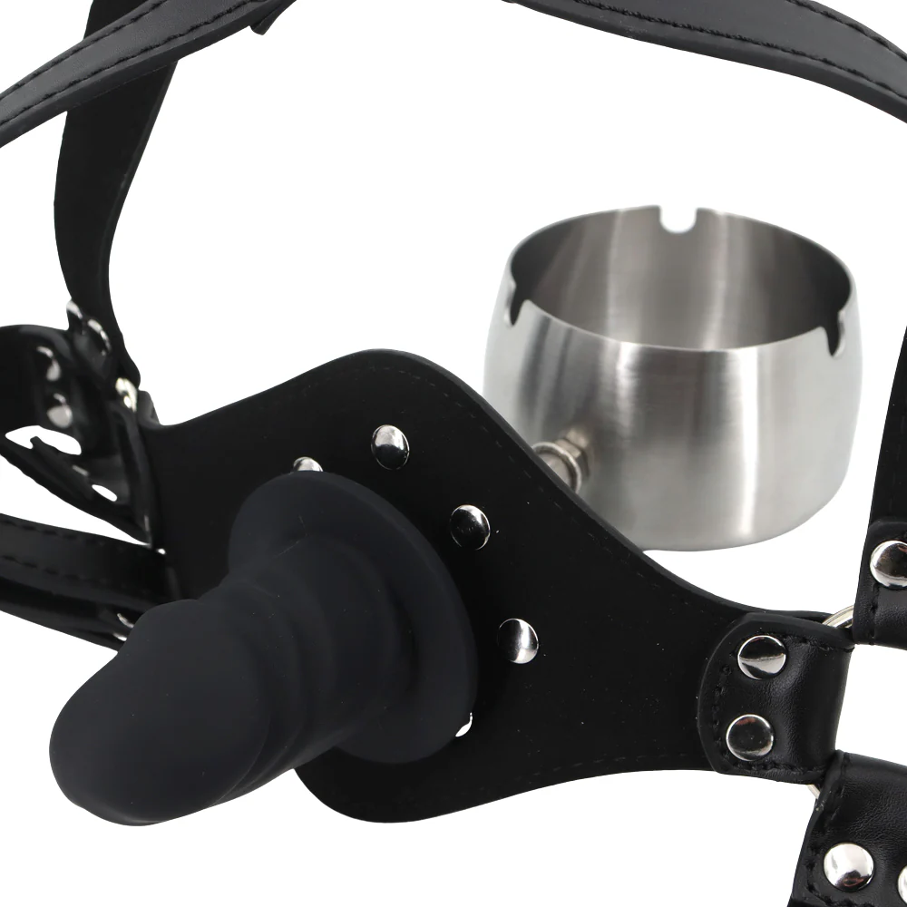 1101M Ashtray Penis Gag Harness for Objectification Play, Locking - Image 7