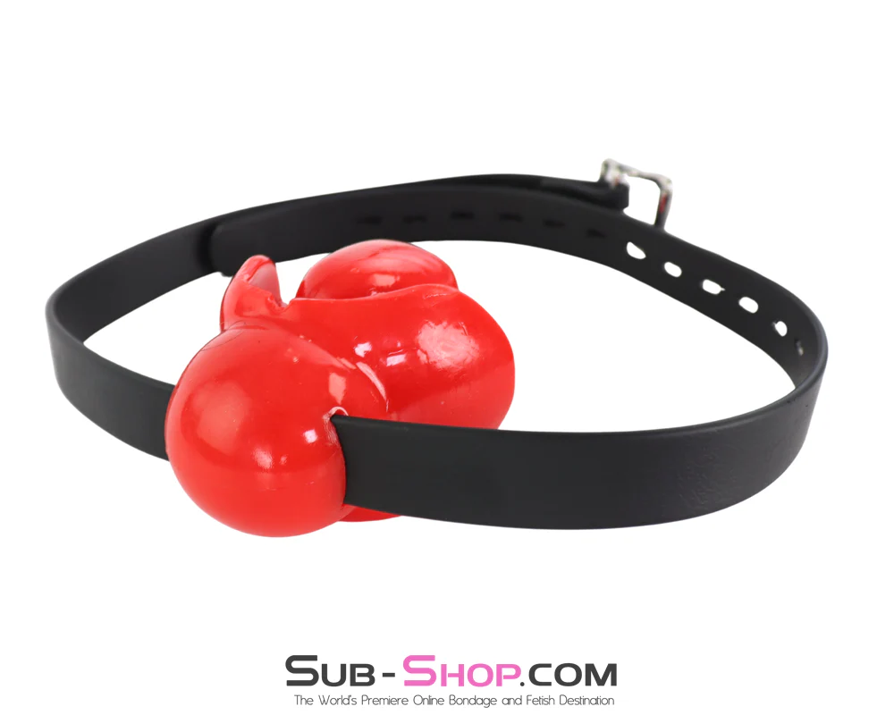 1109M Ultra-Restrictive Red Mouth Block Gag with Locking Strap