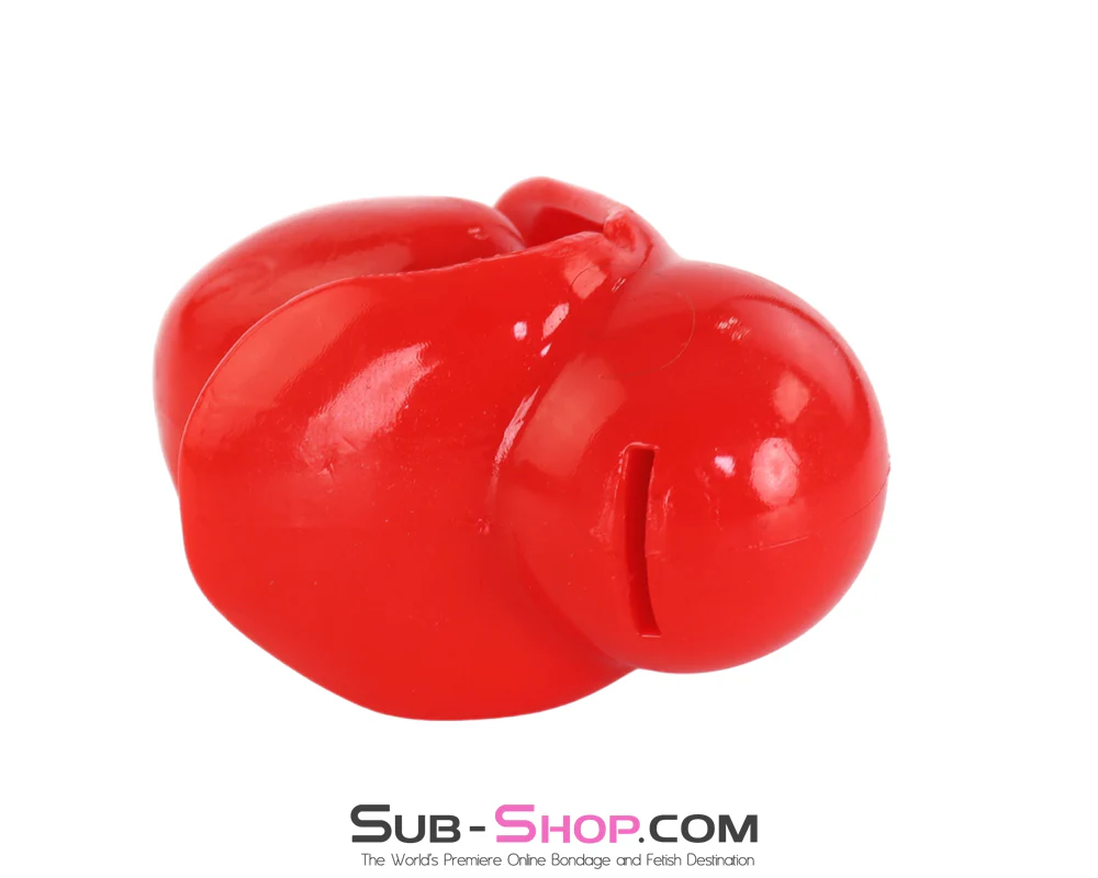 1109M Ultra-Restrictive Red Mouth Block Gag with Locking Strap - Image 6