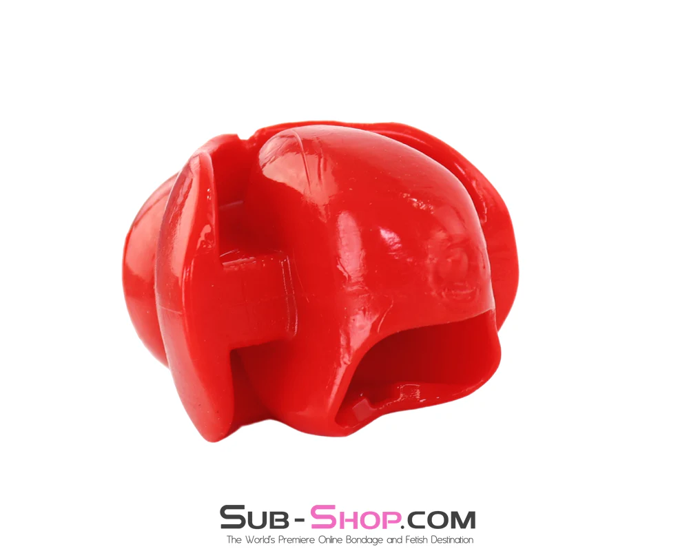 1109M Ultra-Restrictive Red Mouth Block Gag with Locking Strap - Image 8