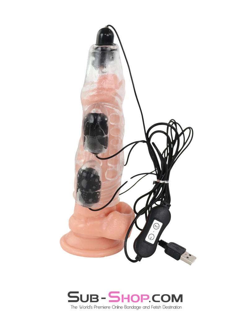 1110M Glans Vibrating Cock Trainer - 5-Bullet USB Vibrating Sleeve with Clear Sleeve - Image 5