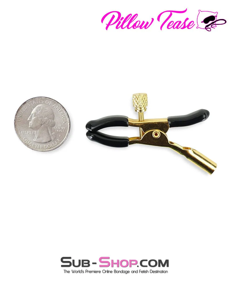 1548M      Black Rubber Tipped Adjustable Gold Nipple Clamps - MEGA Deal - Image 4