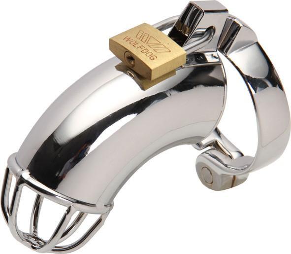 1707HS      Heavy Metal Locking Steel Chrome Cock Cage Chastity - Image 2