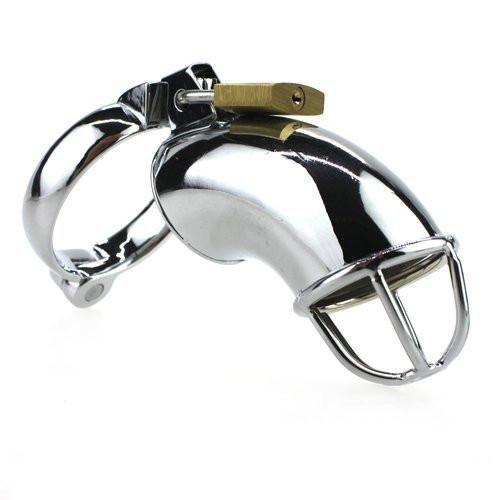 1707HS      Heavy Metal Locking Steel Chrome Cock Cage Chastity - Image 3