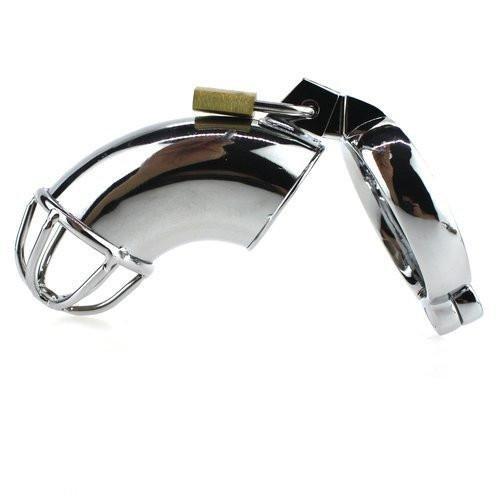 1707HS      Heavy Metal Locking Steel Chrome Cock Cage Chastity - Image 4