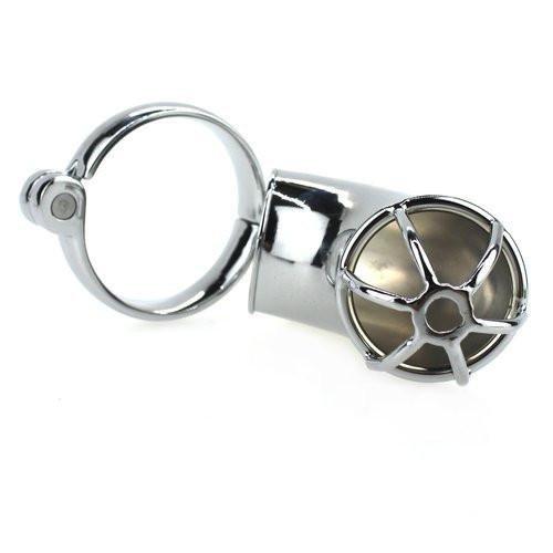 1707HS      Heavy Metal Locking Steel Chrome Cock Cage Chastity - Image 6