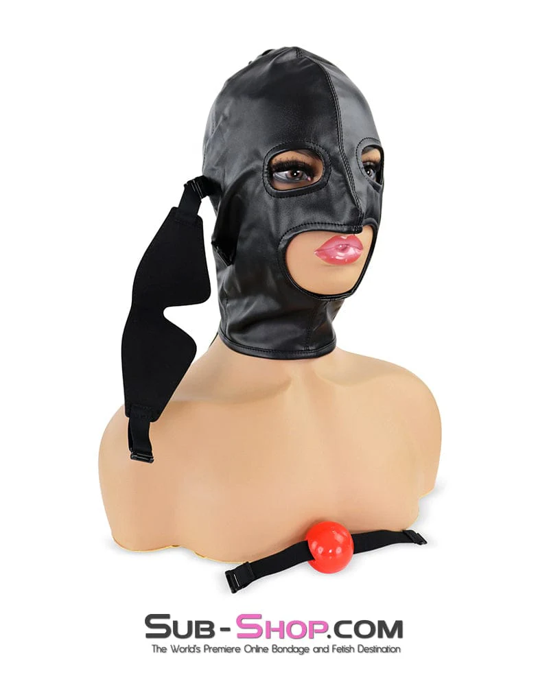 1833DL Soft Lacing Hood with Removeable Blindfold and Ball Gag - Image 10
