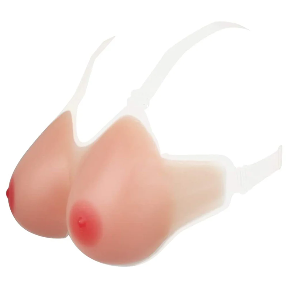 1895M  Realistic Silicone Breast Forms with Clear Straps for Crossdressers or Enhancement – Size DD - Image 3