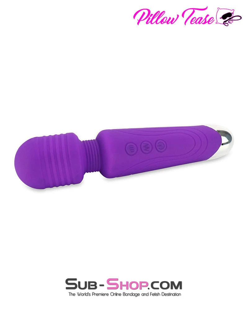 7386M      20 Function Purple Silicone Waterproof Rechargeable Wand Massager - Image 2