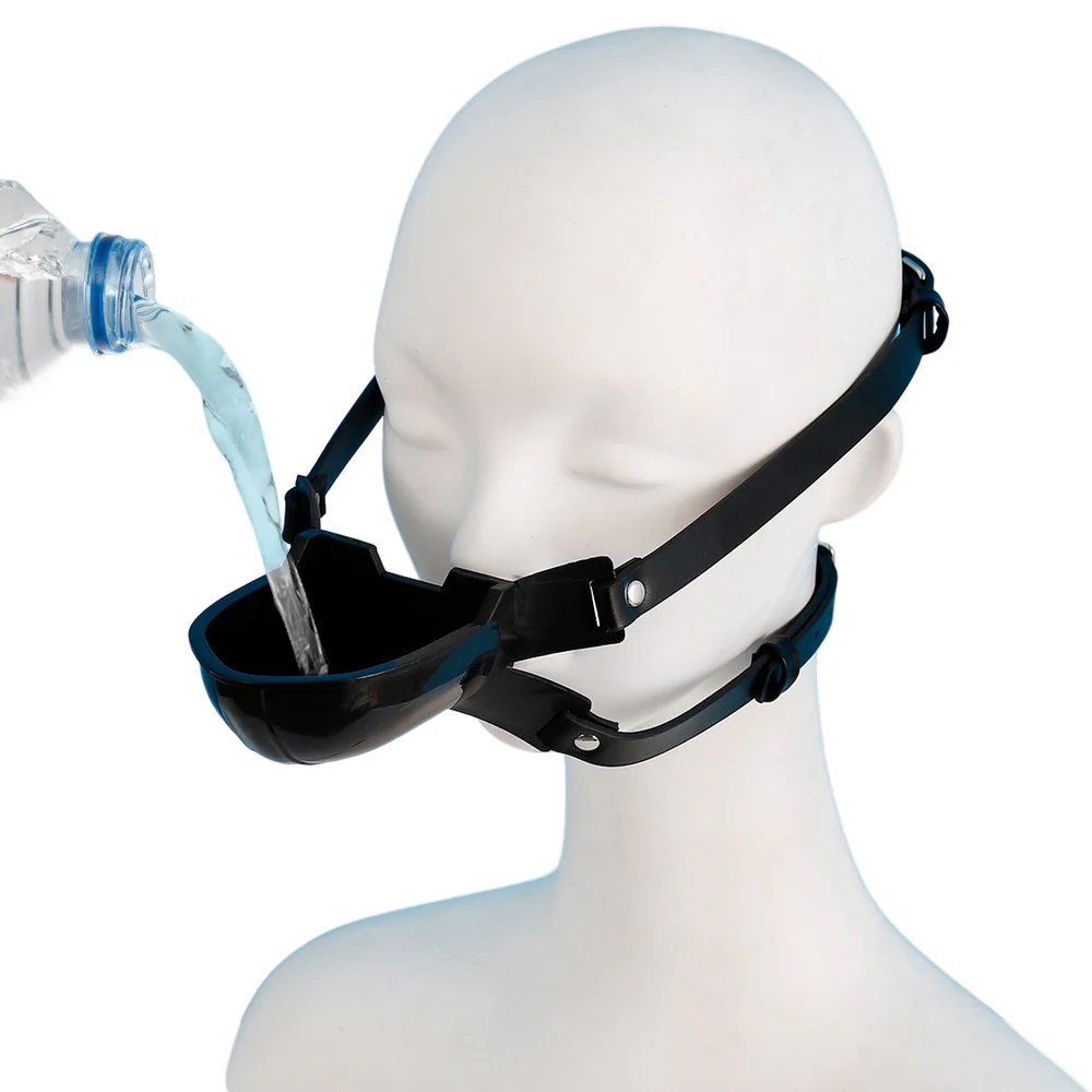 2214M Liquid Play Adjustable Strap-On Mouth Gag with Fluid Cup