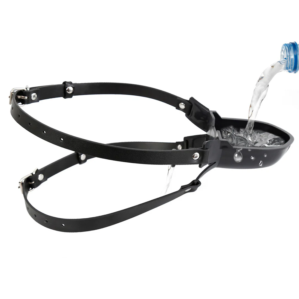 2214M Liquid Play Adjustable Strap-On Mouth Gag with Fluid Cup - Image 2