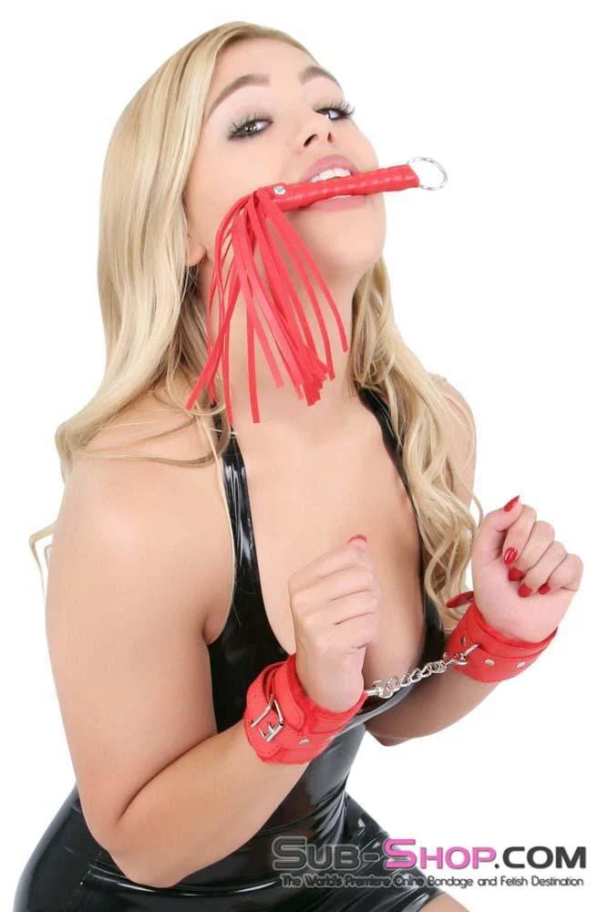 2404DL <b>BOGO!</b> Red All Over L’il Whipper 10.5” Leatherette Bondage Whip - Image 2