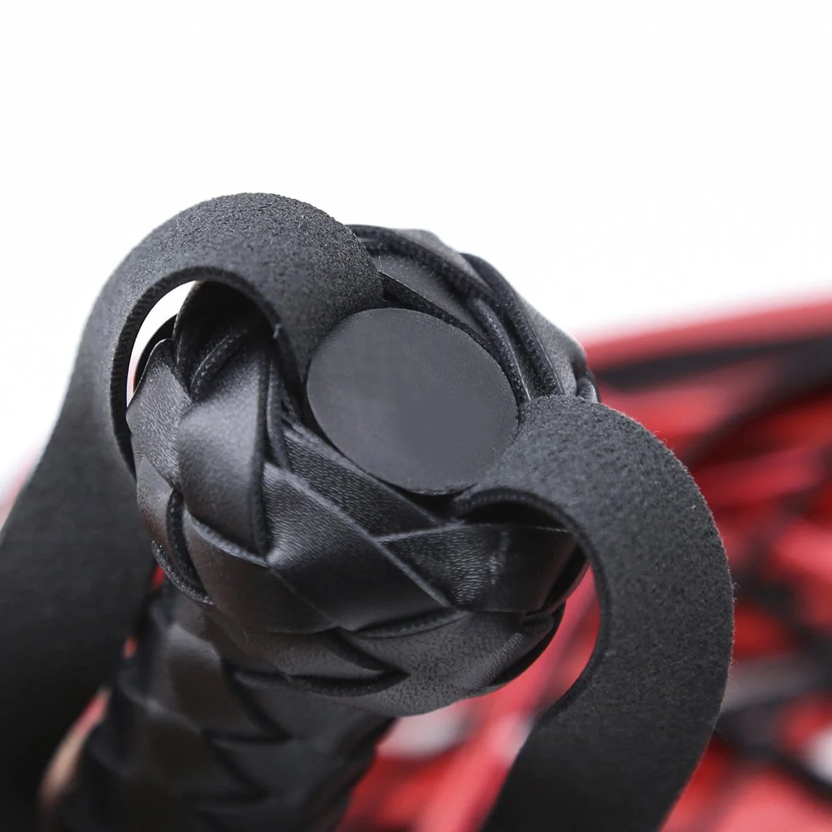 1727MQ 25 Inch Braided Handle Black and Red Punishment Flogger - Image 13