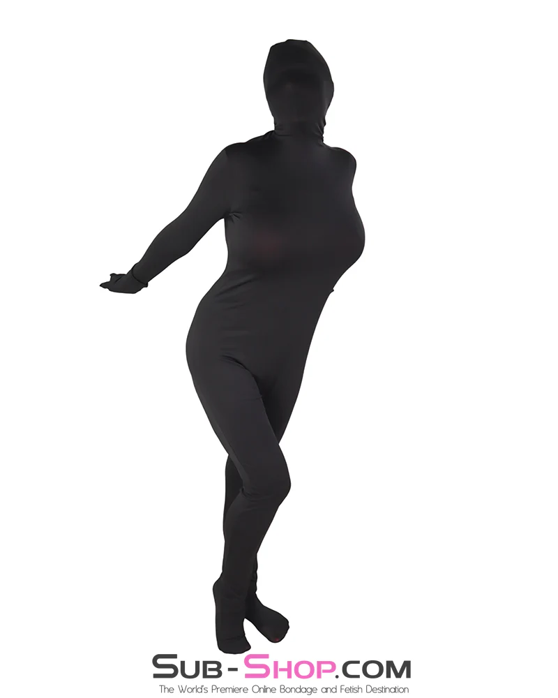2556AE  Black Hooded Zentai Catsuit - Full-Body Bondage Enclosure Suit - Image 2