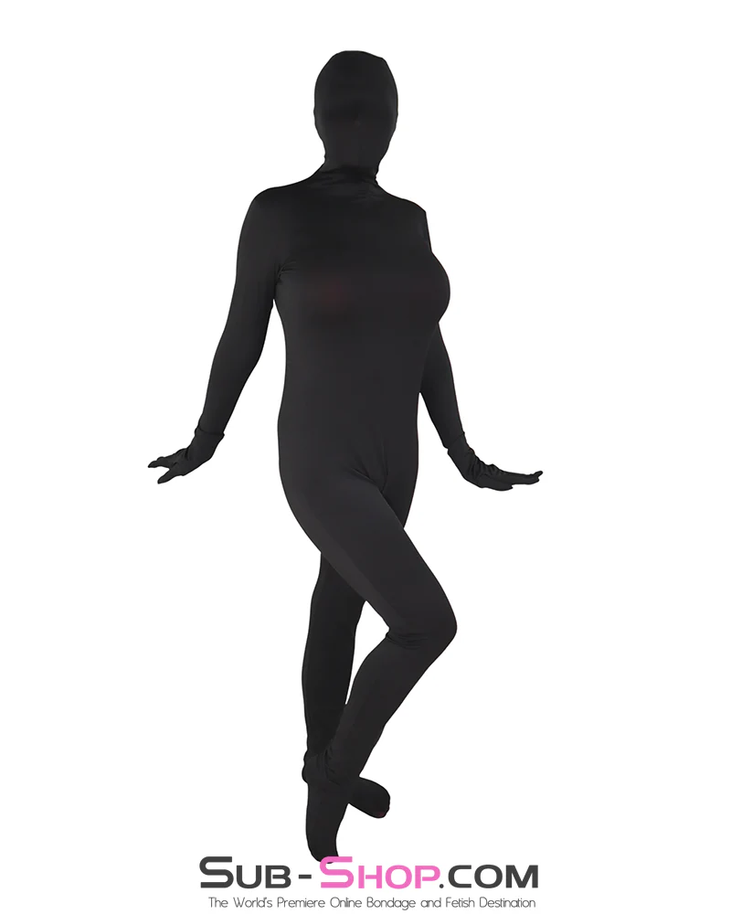 2556AE  Black Hooded Zentai Catsuit - Full-Body Bondage Enclosure Suit - Image 3