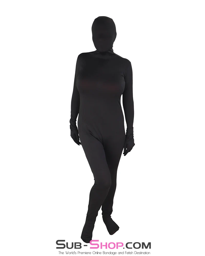 2556AE  Black Hooded Zentai Catsuit - Full-Body Bondage Enclosure Suit - Image 4