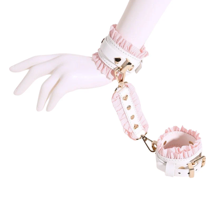 2764M Sweetheart Bondage Set - Pink Ruffle Wrist Restraints with Connecting Strap