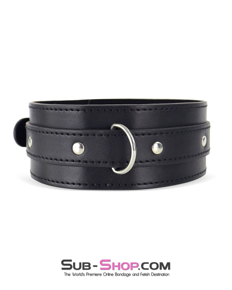 2778DL Locking Black Single D-Ring Bondage Collar