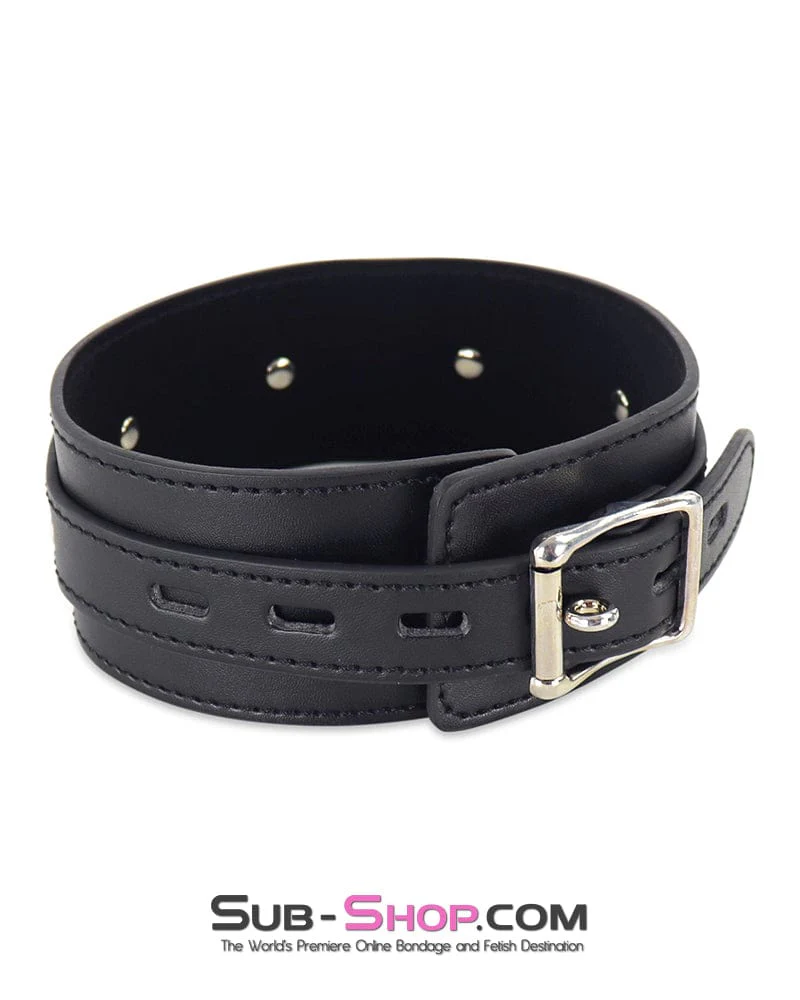 2778DL Locking Black Single D-Ring Bondage Collar - Image 3