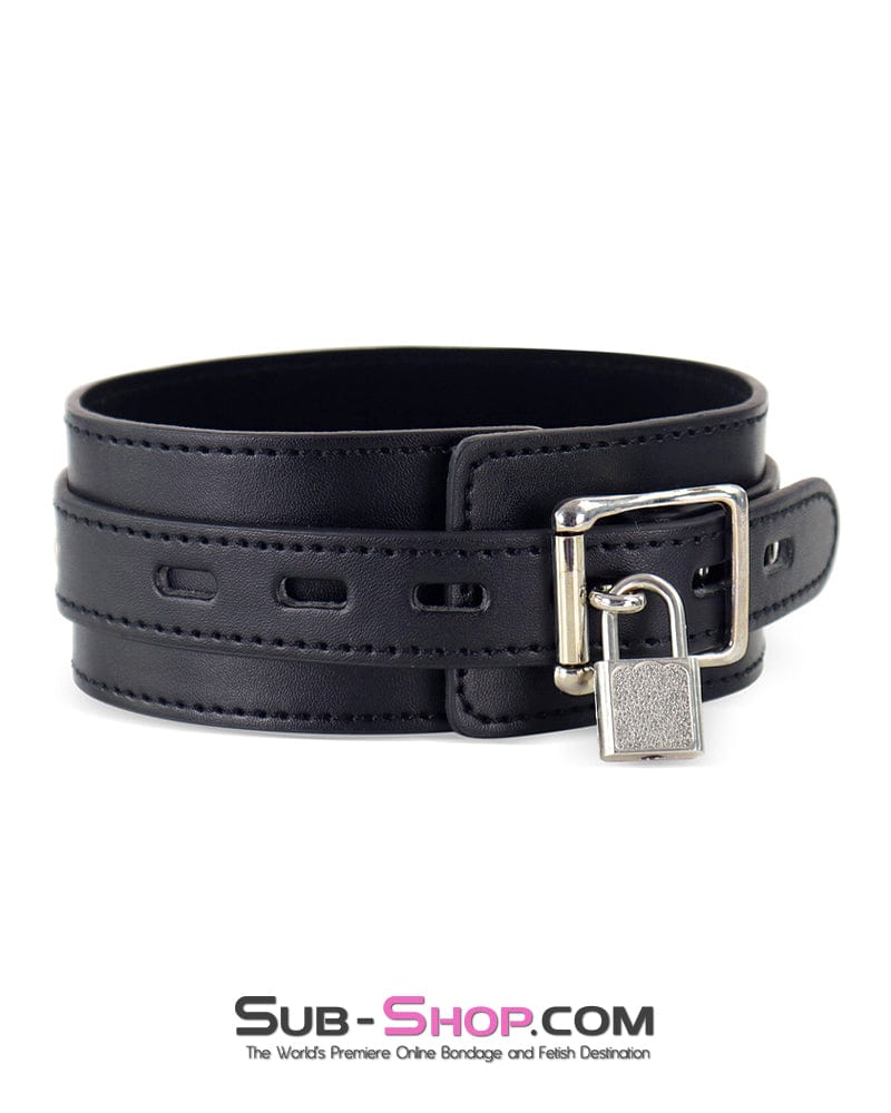 2778DL Locking Black Single D-Ring Bondage Collar - Image 5