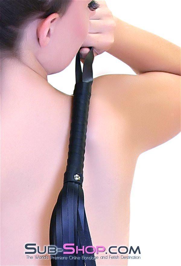 7838DL 28” Black Leatherette Flogger Whip - Image 3