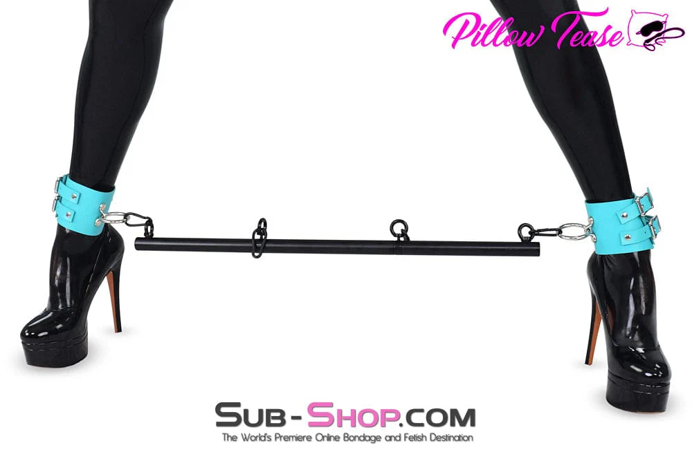 2490A 3" Diamond Blue Leather Ankle Bondage Cuffs - Image 3