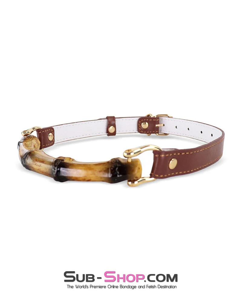 3424DL Equestrian Luxe Bamboo Bit Gag with Gold Hardware