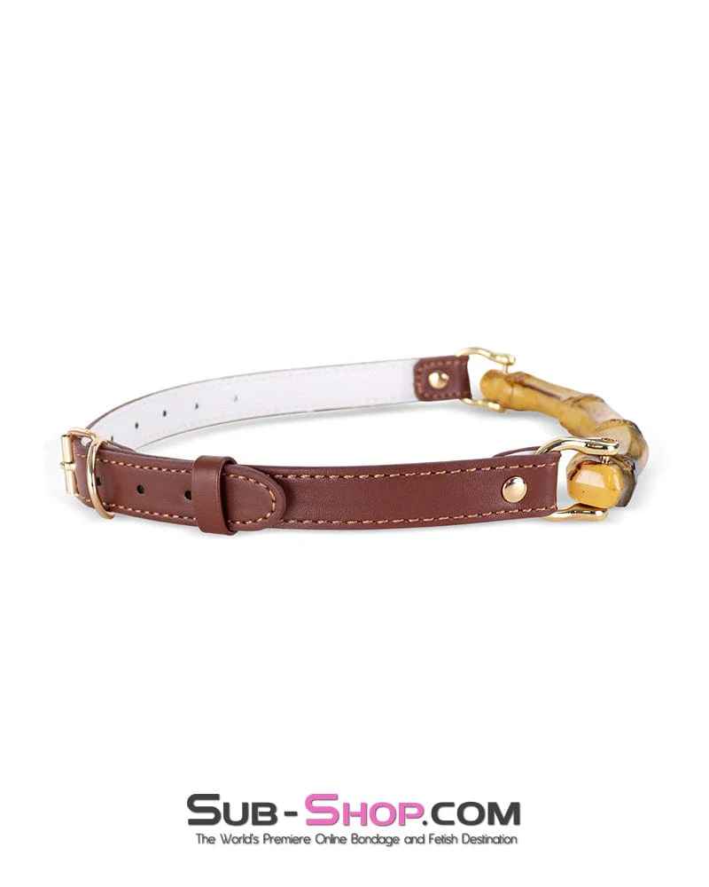 3424DL Equestrian Luxe Bamboo Bit Gag with Gold Hardware - Image 3
