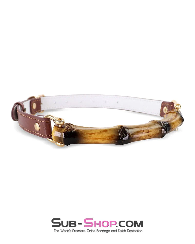 3424DL Equestrian Luxe Bamboo Bit Gag with Gold Hardware - Image 5