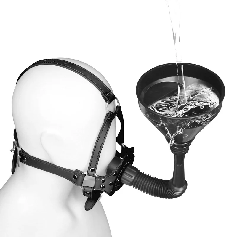 3666M Funnel Feeder Tube Trainer Gag Muzzle with Removable Fluid Funnel