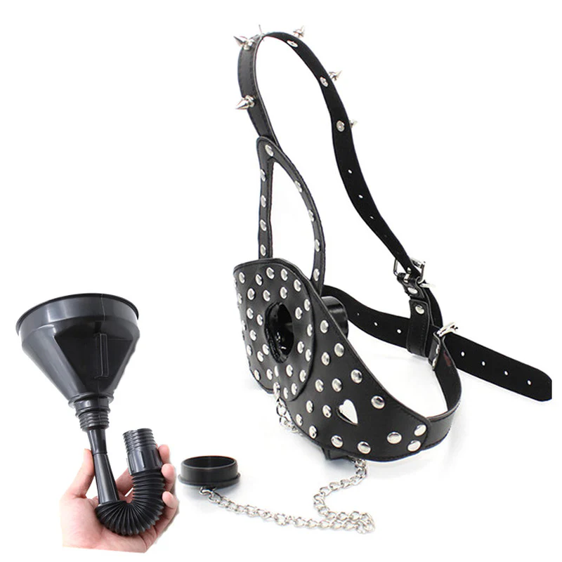 3666M Funnel Feeder Tube Trainer Gag Muzzle with Removable Fluid Funnel - Image 2