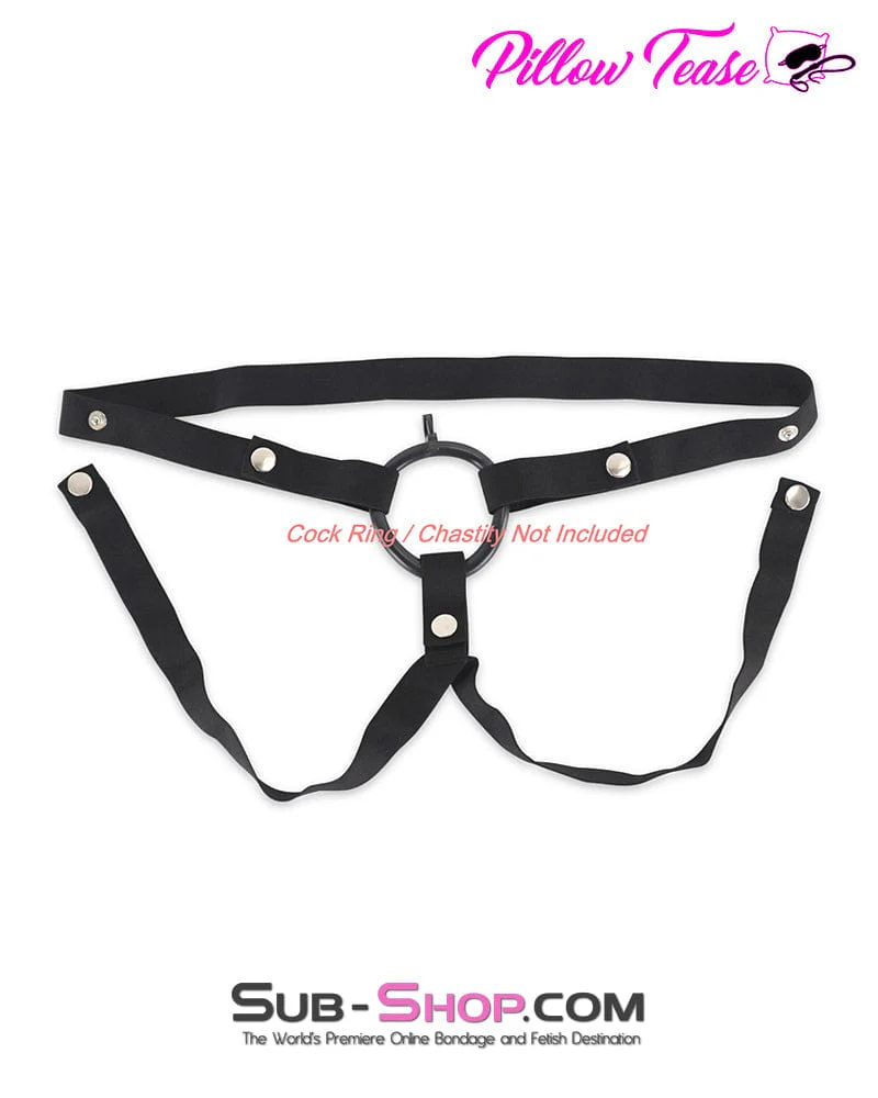 3774DL Black Nylon Chastity Holder Harness - Image 2