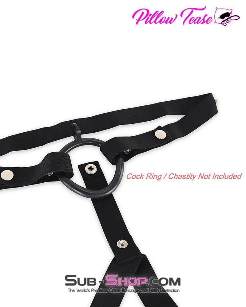 3774DL Black Nylon Chastity Holder Harness - Image 5