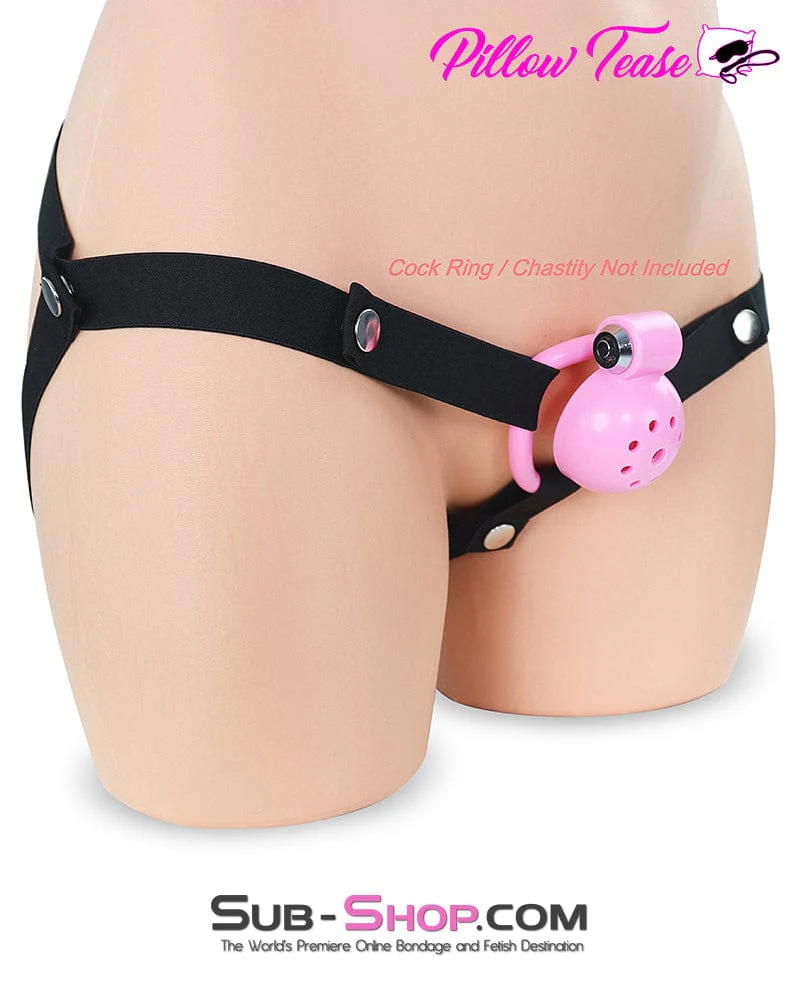 3774DL Black Nylon Chastity Holder Harness - Image 7