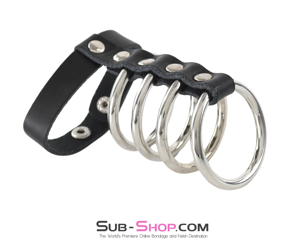 1798DL      4 Ring Gates of Hell with Leather Cock Ring