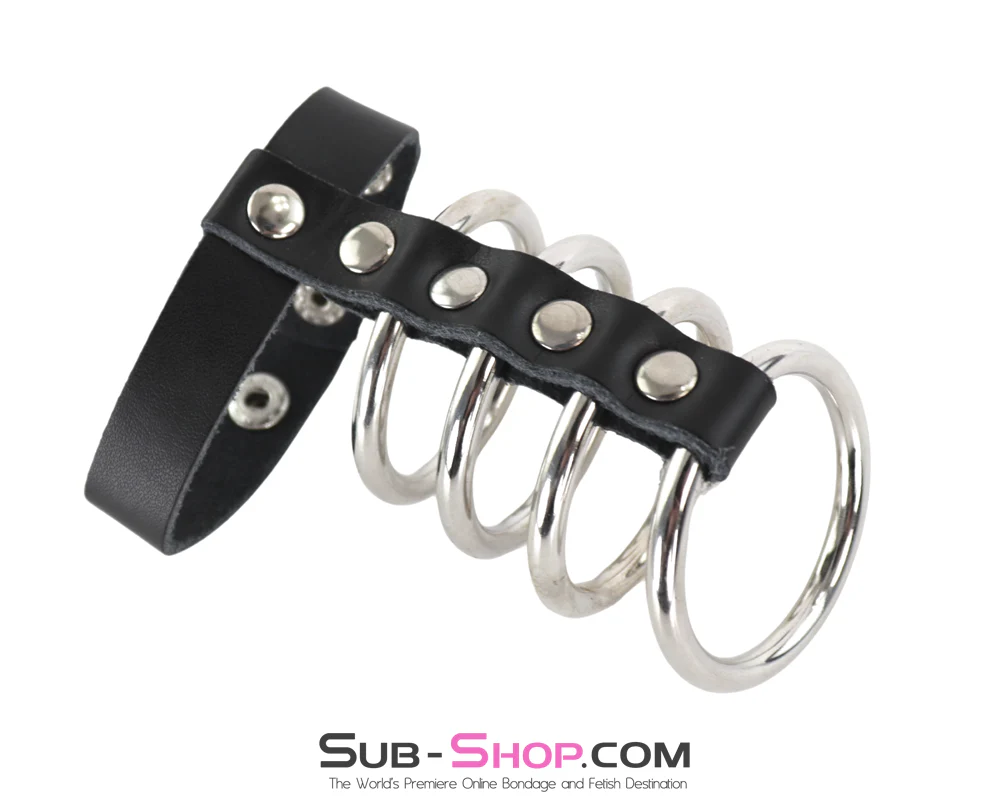 1798DL      4 Ring Gates of Hell with Leather Cock Ring - Image 2