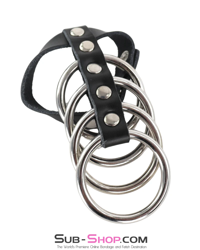 1798DL      4 Ring Gates of Hell with Leather Cock Ring - Image 3
