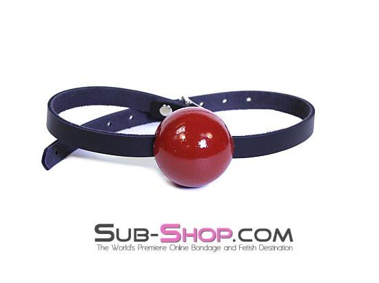 1500A Thin Strap Buckling Ball Gag, Black Leather Strap, Candy Apple Red Ball - Image 12