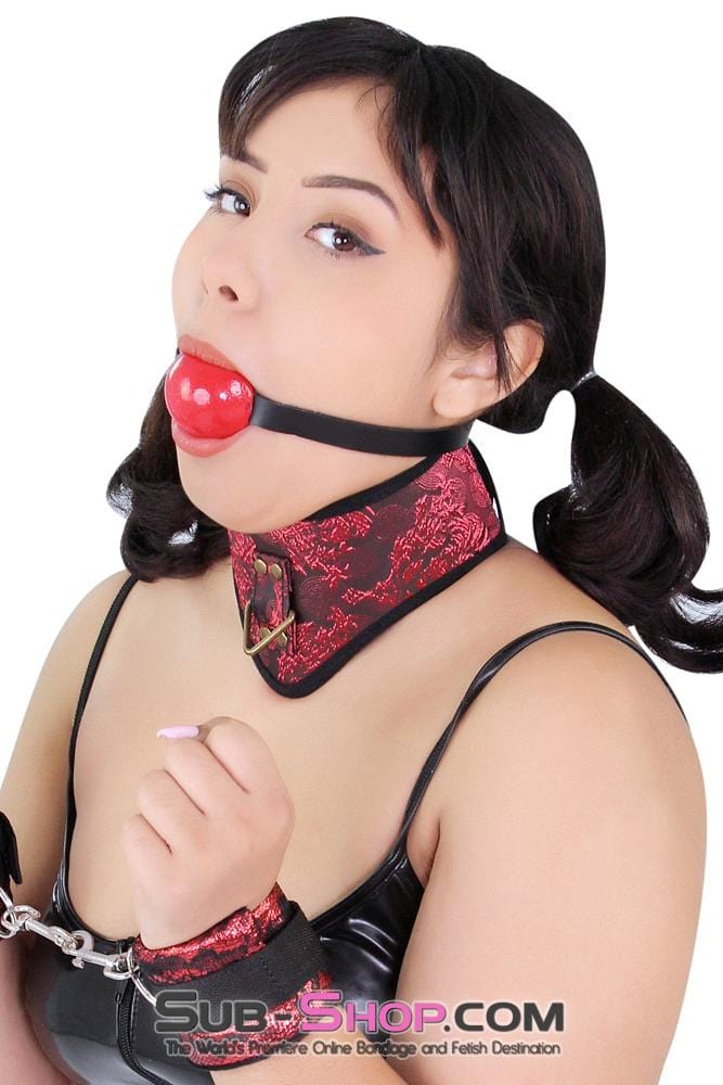 1500A Thin Strap Buckling Ball Gag, Black Leather Strap, Candy Apple Red Ball - Image 13